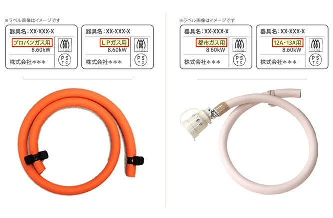 都市ガスとプロパンガスのガス器具・ホースの違い